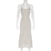 V Neck Sleeveless Backless Vestidos Female Elegant Evening Party Robe Maxi Dress